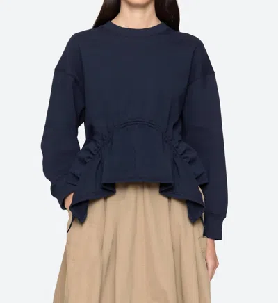 Sea Athena Solid Long Sleeve Sweatshirt In Navy In Blue