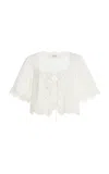 Sea Babette Eyelet Cotton Tie-front Top In White