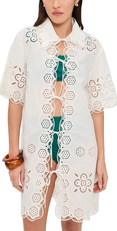 Sea Babette Eyelet Tie Front Swim Coverup White