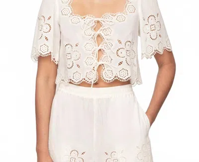 Sea Babette Eyelet Tie Front Top In White