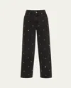Sea Bala Beaded Straight-leg Jeans In Black