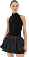 Sea Belen Taffeta Knit Mini Bubble Dress Black In Black