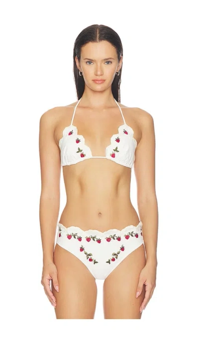 Sea Bindi Strawberry Scallop Bikini Top In Cream