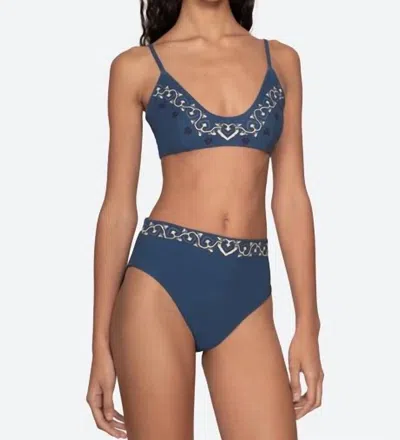 Sea Blaise Print Bikini Bottom In Navy In Blue