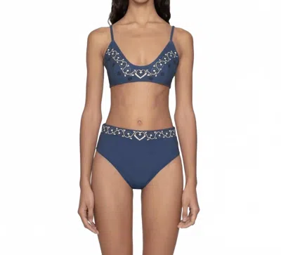 Sea Blaise Print Bikini Top In Multi In Blue
