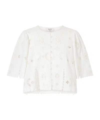 Sea Gardener Broderie Anglaise Cotton And Linen-blend Blouse In White