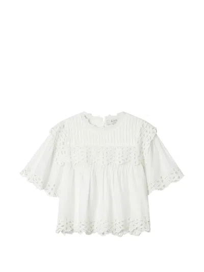 Sea Broderie-anglaise Short-sleeve Blouse In White