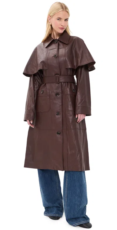 Sea Caitlin Leather Trench Coat Brown