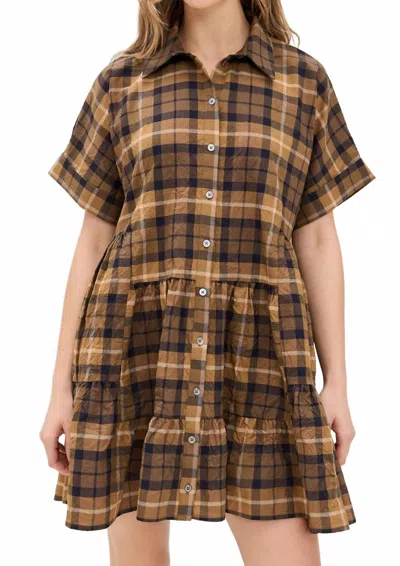 Sea Caja Plaid Tunic Dress In Chocolate In Brown