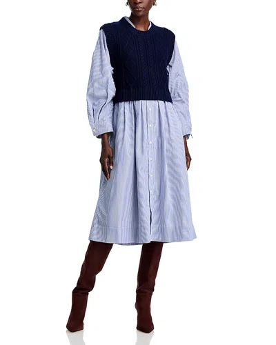 Sea Caleb Cable Knit Layered Dress In Navy