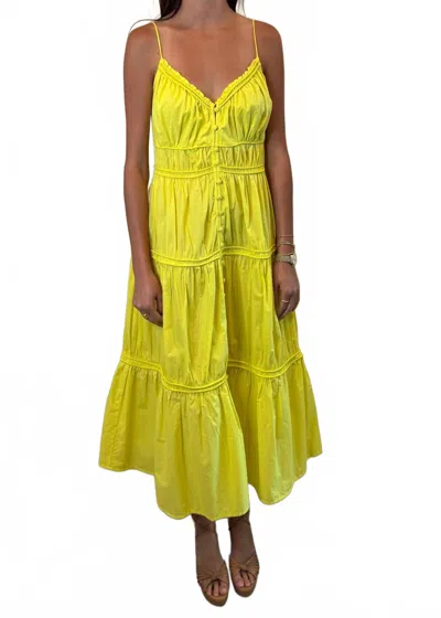 Sea Camden Cotton Poplin Tank Midi Dress In Yellow In Green