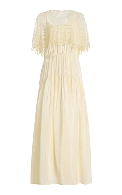 Sea Carlotta Embellished Midi Cape Dress In Ivory
