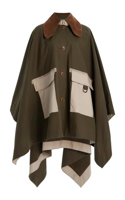 Sea Carolina Cotton Chino Poncho In Green