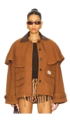 Sea Carolyn Cape-detailed Cotton Workwear Jacket In Brown