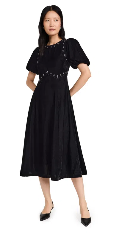 Sea Caryl Beaded Velvet Dress Black
