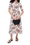 Sea Cassandra Print Ruched Short Sleeve Dress In Paisley In Multi