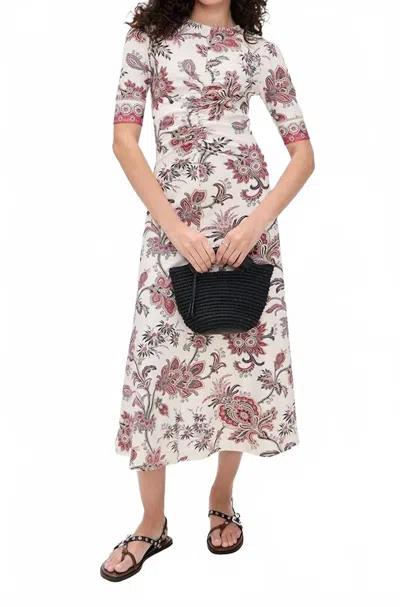 SEA CASSANDRA PRINT RUCHED SHORT SLEEVE DRESS IN PAISLEY