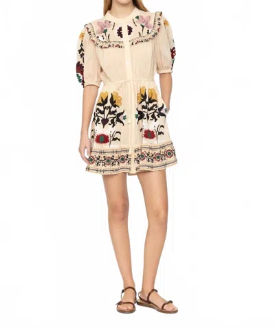 Sea Cassia Print Short Mini Dress In Cream In Neutral