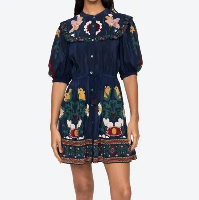 Sea Cassia Short Sleeve Mini Dress In Navy In Blue