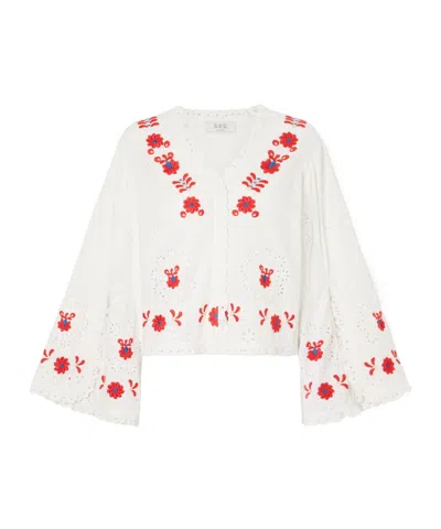 Sea Catharina Embroidered Cotton And Linen Shirt In White
