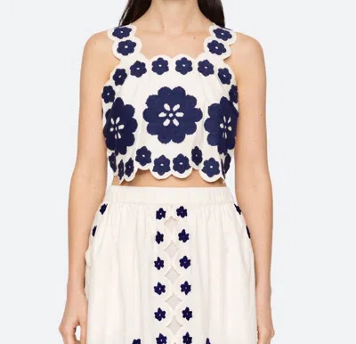 SEA CATRINE APPILQUE CROPPED TOP IN BLUE
