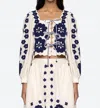 Sea Catrine Tie-front Scalloped Appliquéd Cotton-voile Blouse In Multi