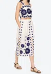 Sea Catrine Floral-embroidered Midi Skirt In Blue