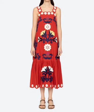 Sea Catrine Applique Tank Dress In Red