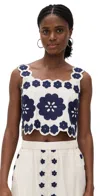 Sea Catrine Embroidered Crop Top In White