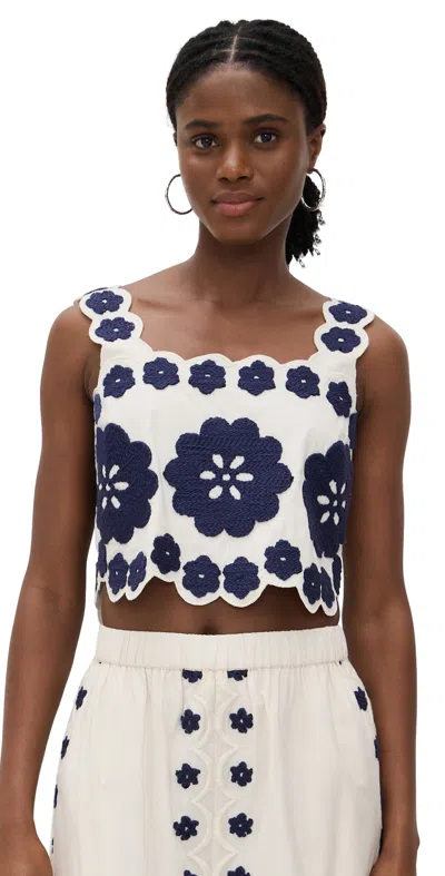 Sea Catrine Applique Tank Top Blue