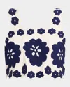 Sea Catrine Embroidered Crop Top In White