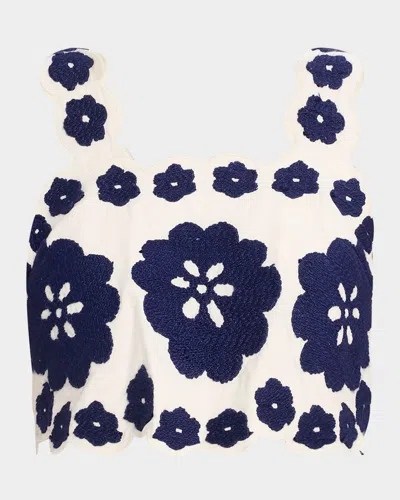 Sea Catrine Embroidered Crop Top In White
