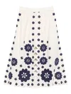 Sea Catrine Floral-embroidered Midi Skirt In Blue
