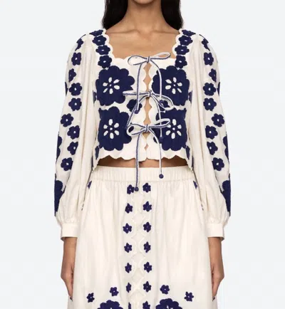 Sea Catrine Long Sleeve Top In Blue In Neutral