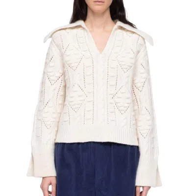 Sea Cele Sweater With Collar In Cream In White