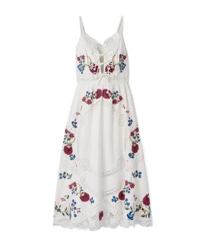Sea Celia Broderie Anglaise Cotton And Linen-blend Midi Dress In White