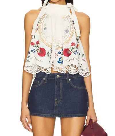 Sea Celia Embroidery Halter Top In Cream In Multi