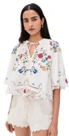Sea Celia Embroidery Short Sleeve Top Cream