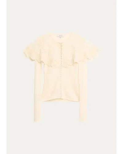 Sea Chandra Lace Capelet Open-knit Cardigan In Neutral