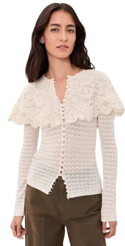 Sea Chandra Lace Long Sleeve Cape Cardigan Cream In Neutral