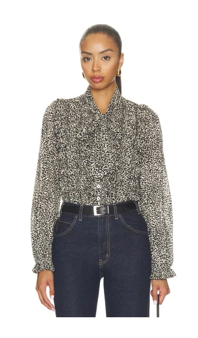 Sea Charlize Print Longsleeve Bow Top In Cream