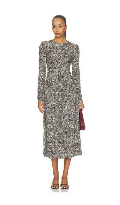 Sea Charlize Print Longsleeve Crew Dress In Cream