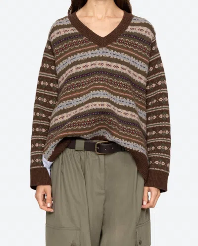 Sea Ciara Fair Isle Knit Sweater In Olive In Brown