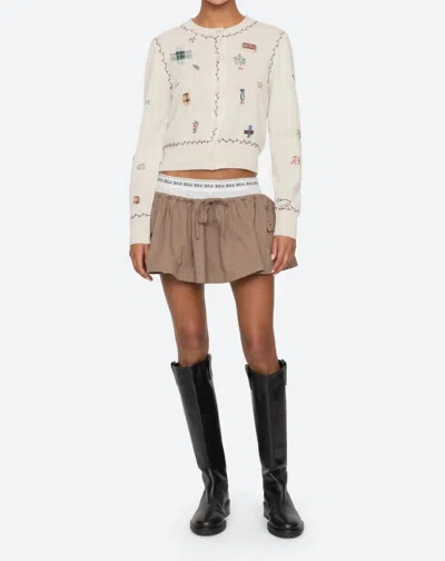 Sea Claira Embroidered Knit Cardigan In Cream In White