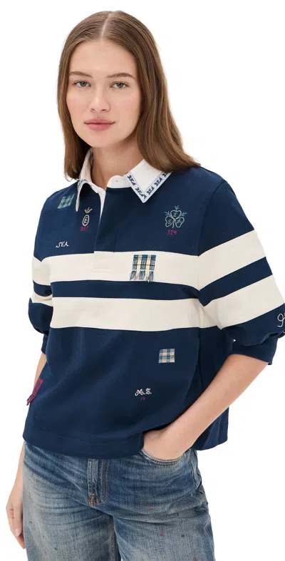 Sea Claira Embroidered Rugby Shirt Multi In Blue