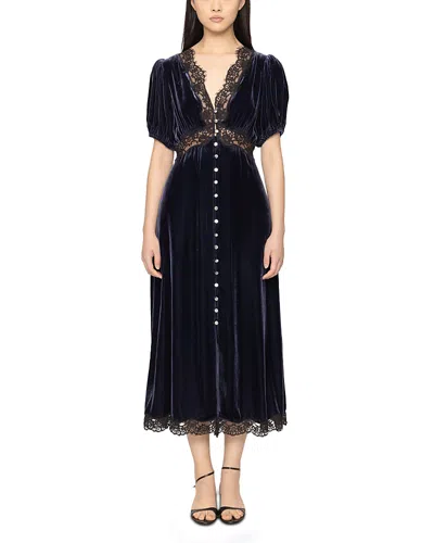 Sea Clarice Puff Sleeve Midi Dress In Blue