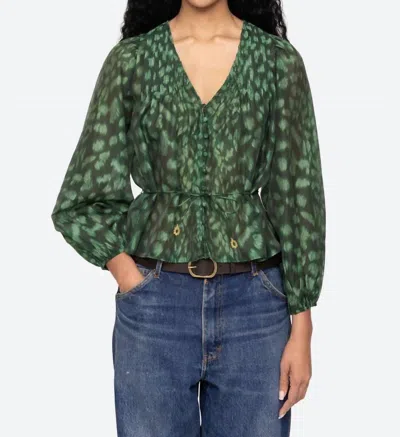 Sea Claude Leopard Print Top In Green