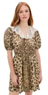 Sea Claude Print Lace Collared Dress Cream In Brown