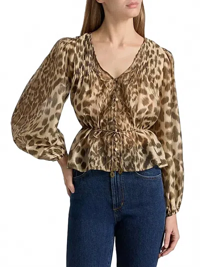 Sea Claude Print Long Sleeve Top In Cream In Multi