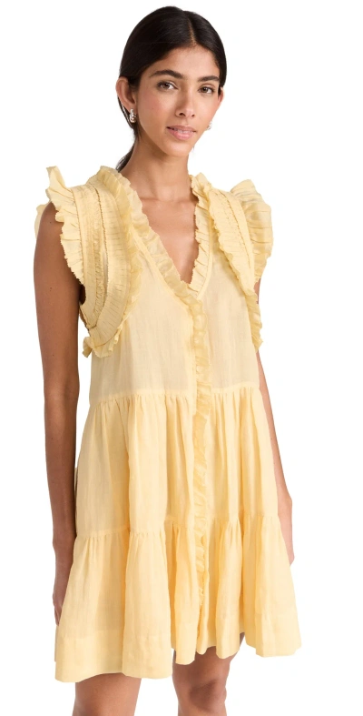 Sea Cole Smocked Flutter Sleeve Dress Yellow